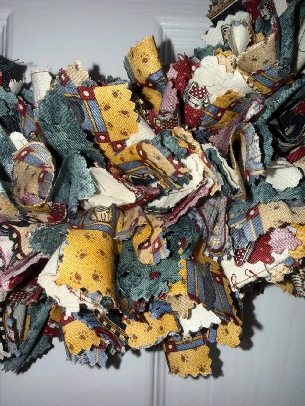 Handmade Rag Wreath Grandmacore Cottage Eclectic Grannie's Kitchen NEW SEE NOTE